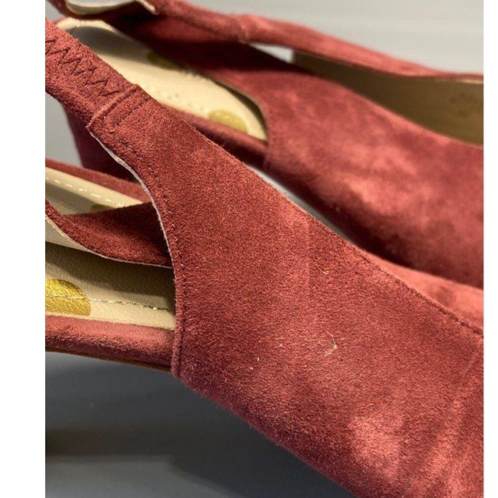 Boden Lena Burgundy Suede Pointed Toe Slingback Heels Block Heel Size 38 / 7.5 - Picture 8 of 8